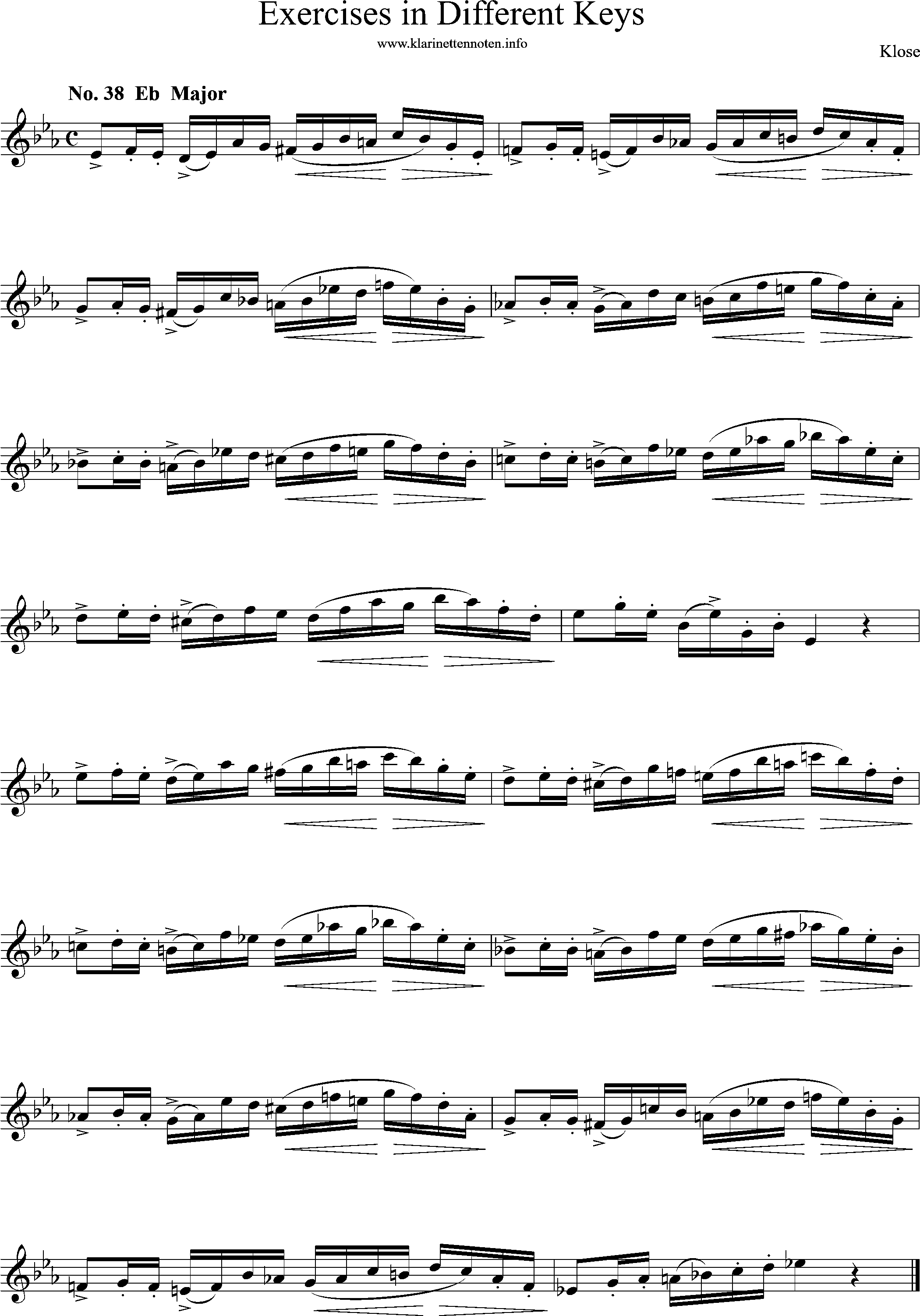 Exercises in Differewnt Keys, klose, No-38, Eb-Major